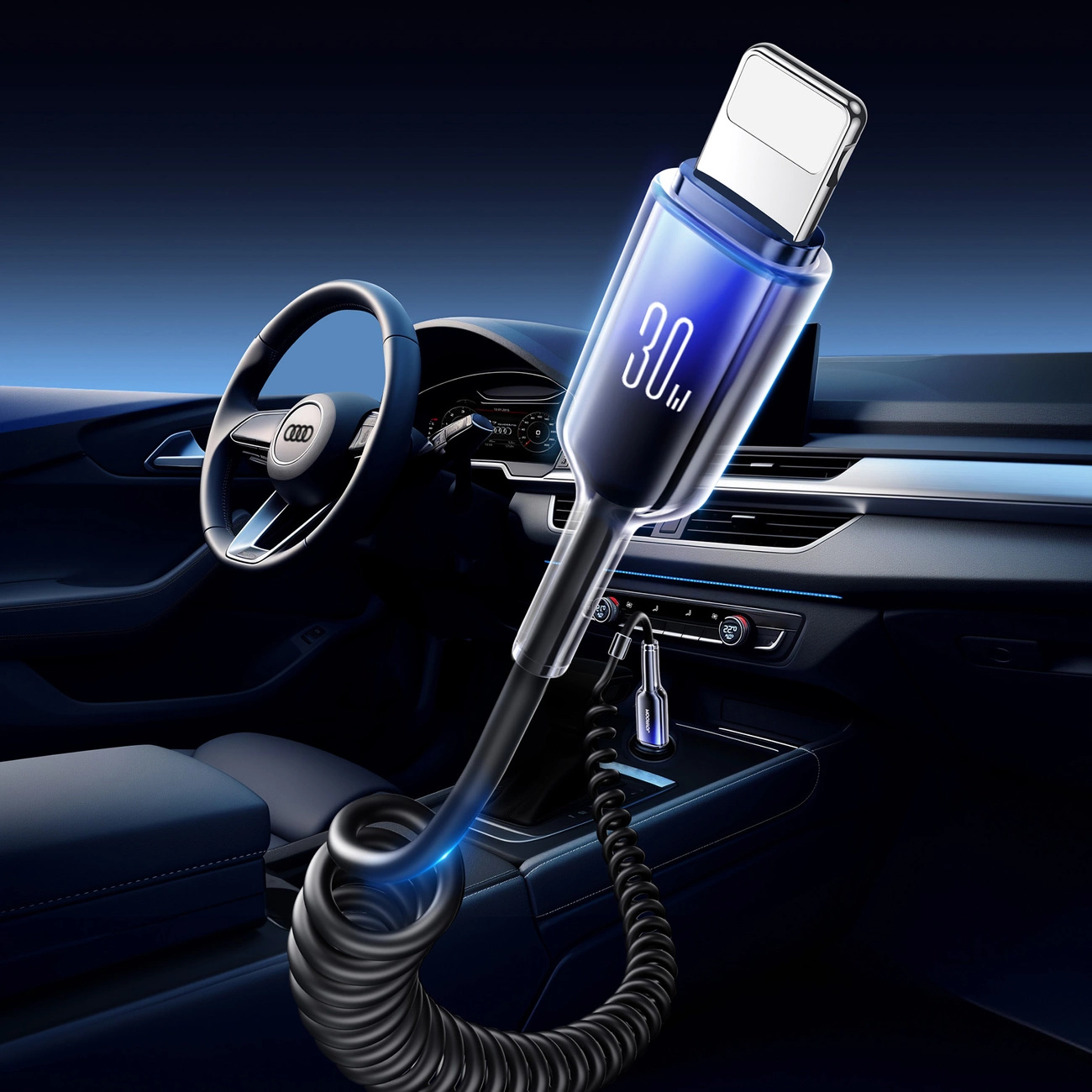 Joyroom-S-A43-Crystal-Clear-Series-–-USB-C-–-Lightning-spiralkabel-–-30W-–-1.5m-–-fekete-2
