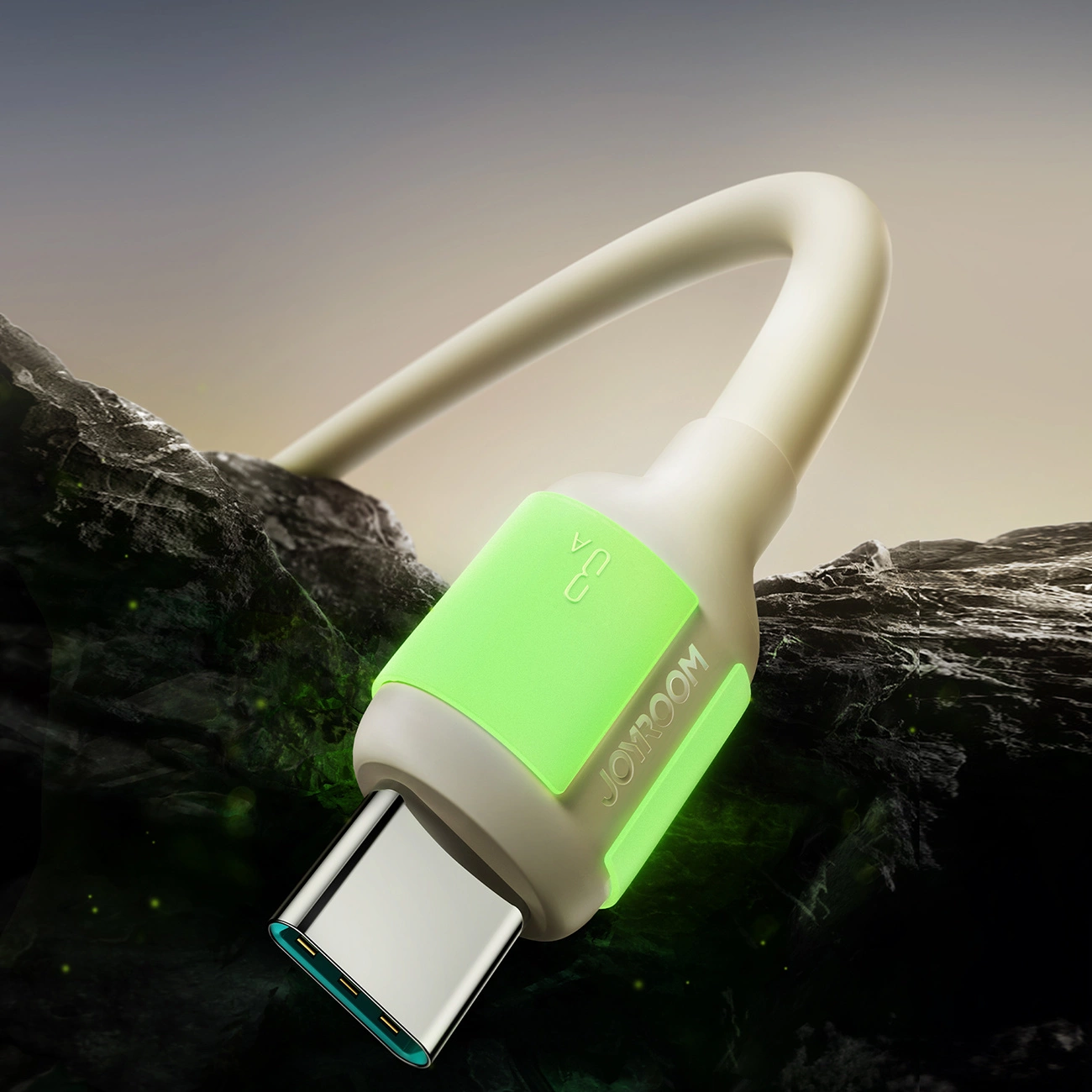 Joyroom-S-A53-–-USB-A-–-USB-C-kabel-fluoreszkalo-veggel-–-3A-–-1.2m-–-bezs-4