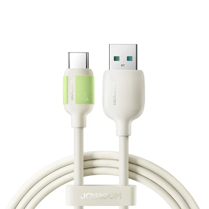 Joyroom S-A53 – USB-A – USB-C kábel fluoreszkáló véggel – 3A – 2m – bézs