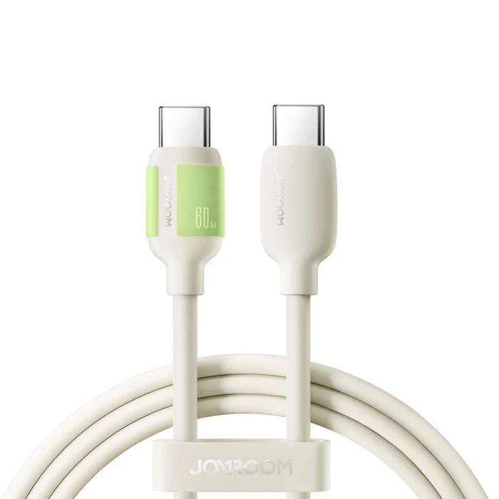 Joyroom S-A53 – USB-C – USB-C kábel fluoreszkáló véggel – 60W – 2m – bézs