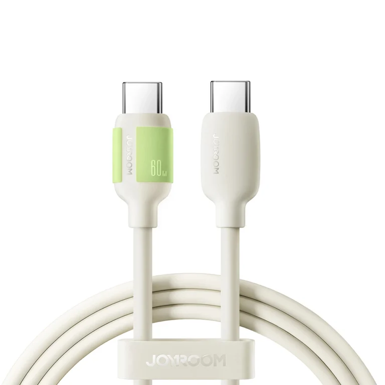 Joyroom S-A53 – USB-C – USB-C kábel fluoreszkáló véggel – 60W – 2m – bézs