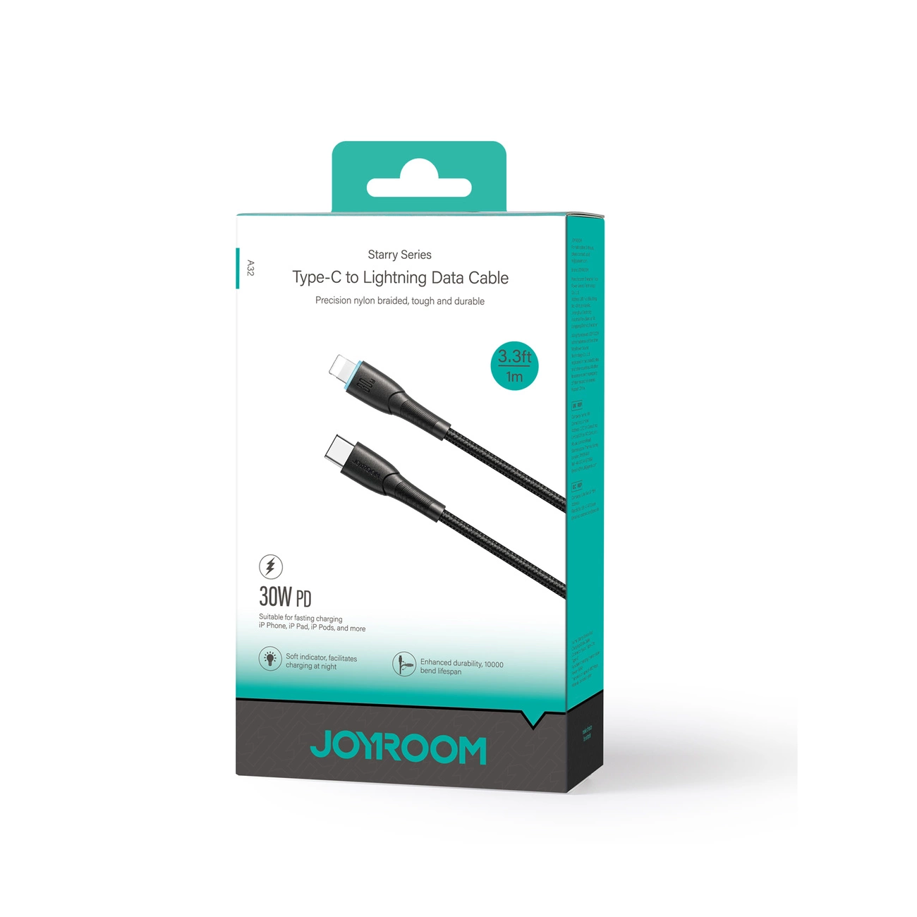 Joyroom-Starry-Series-SA32-CL3-–-USB-C-–-Lightning-kabel-–-30W-–-1m-–-fekete-4