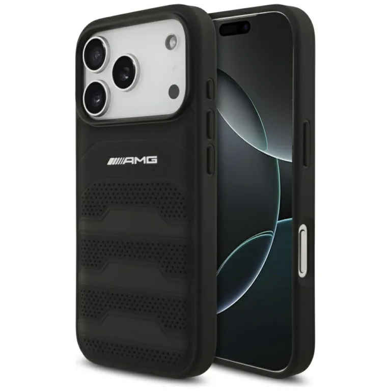 AMG Leather Debossed Lines telefontok fekete - iPhone 17 Pro