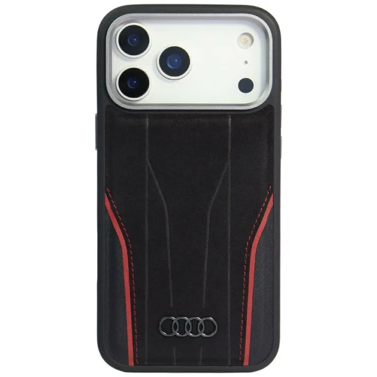 Audi R8 Genuine Leather MagSafe telefontok fekete|piros - iPhone 17 Pro
