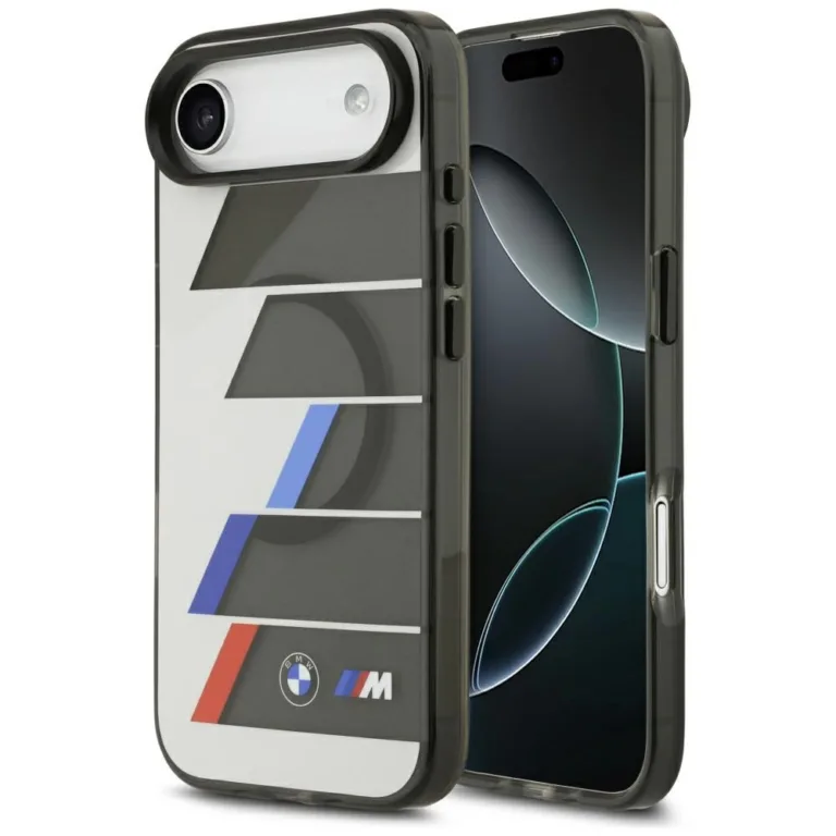 BMW M IML Metal Buttons Tricolor Lines MagSafe tok iPhone 17 Air – szürke