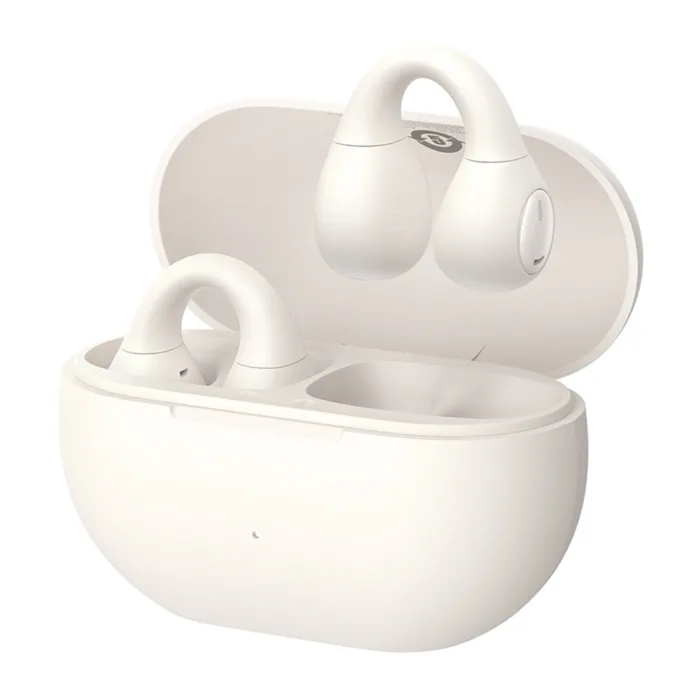 Baseus Bass 15 Clip OWS vezeték nélküli fülhallgató + Baseus Simple USB-C 3A 30 cm kábel – fehér