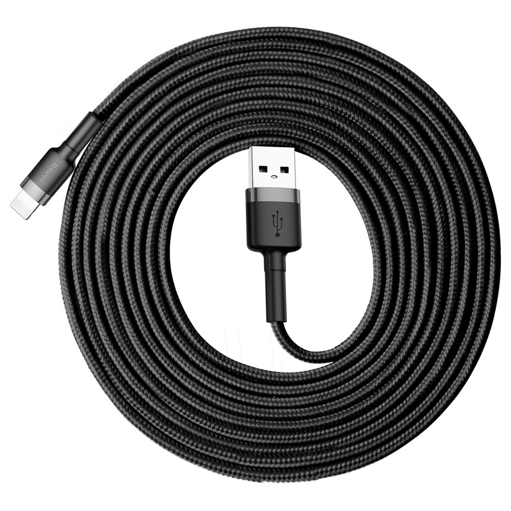 Baseus Cafule USB-A / Lightning kábel 2A QC 3.0 3 m – fekete-szürke Baseus Cafule USB-A / Lightning kábel 2A QC 3.0 3 m – fekete-szürke