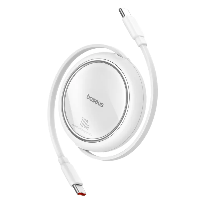 Baseus Free2Draw Mini USB-C – USB-C visszahúzható kábel 100W 1 m – fehér