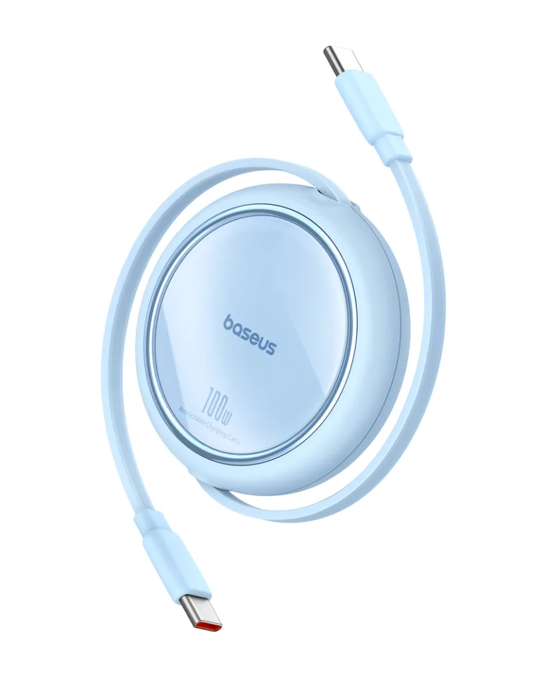 Baseus Free2Draw Mini USB-C – USB-C visszahúzható kábel 100W 1 m – kék
