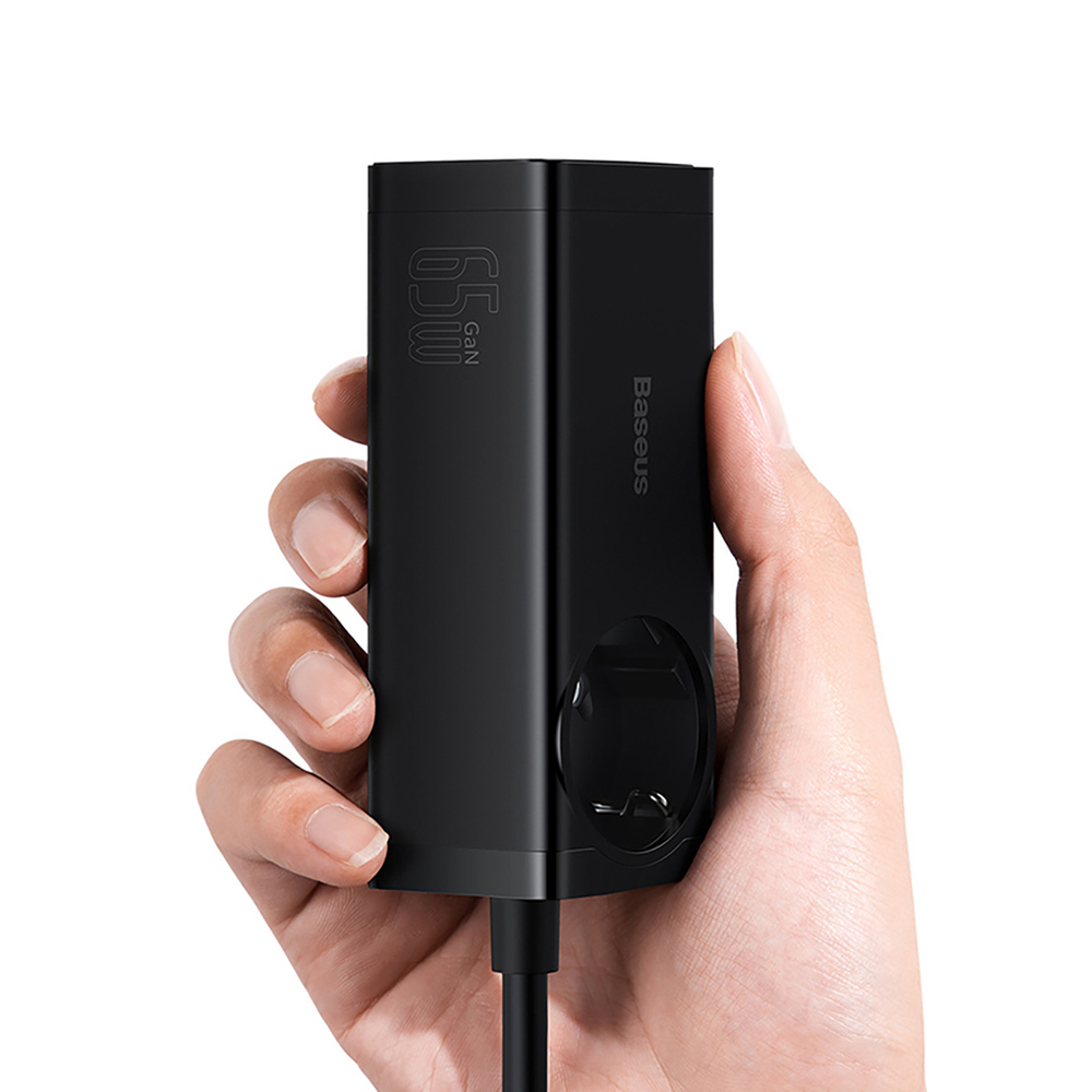 Baseus-GaN3-Pro-65W-EU-toltoallomas-2×-USB-C-2×-USB-A-porttal-Baseus-Xiaobai-USB-C-100W-1m-kabellel-–-fekete-3