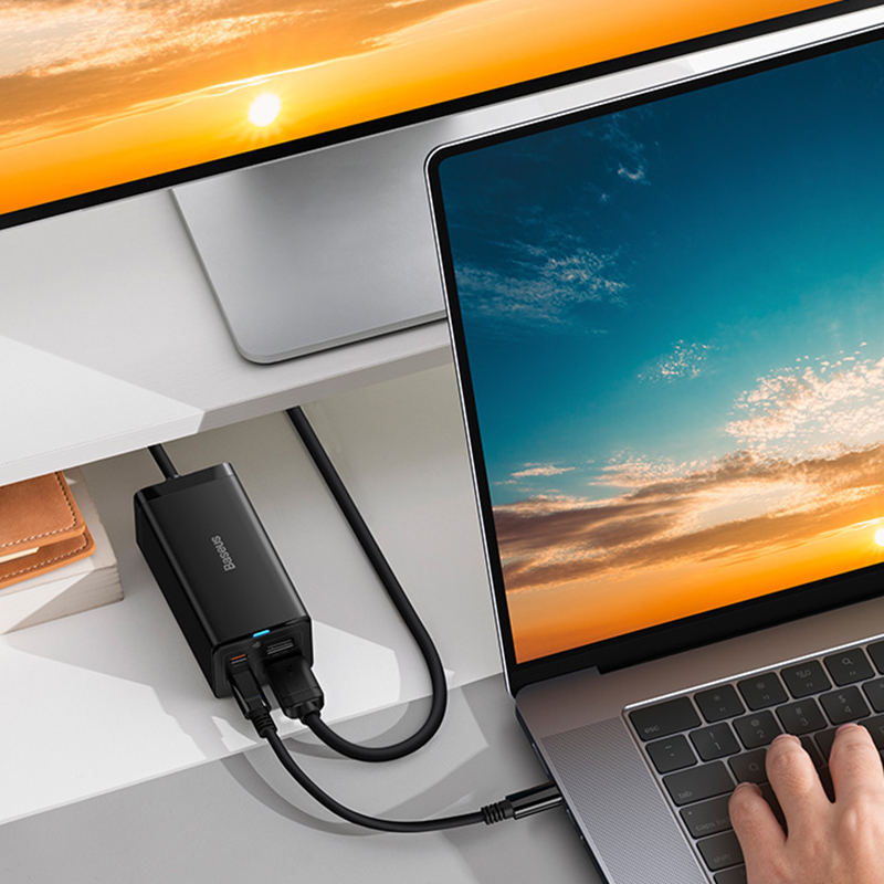 Baseus-GaN5-Pro-gyors-HUB-tolto-–-HDMI-2×-USB-C-USB-A-HDMI-4K-30-Hz-15-m-fekete-USB-C-–-USB-C-100-W-40-Gbs-USB4-kabel-10