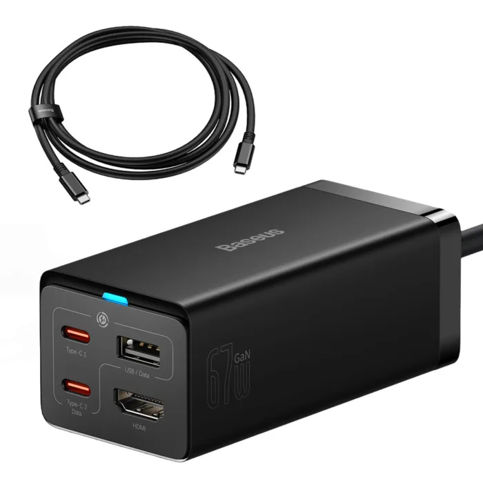 Baseus GaN5 Pro gyors HUB-töltő – HDMI + 2× USB-C / USB-A / HDMI 4K 30 Hz