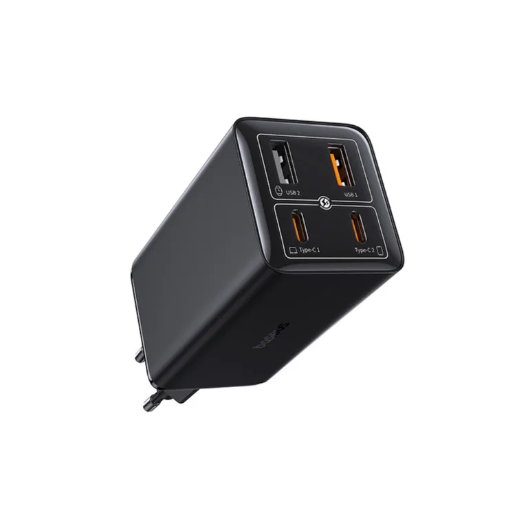 Baseus GaN6 Pro fali töltő 100W (2× USB-C + 2× USB-A) + 100W USB-C kábel 1m – fekete