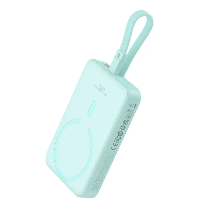 Baseus Magnetic Mini MagSafe powerbank 10 000 mAh 20 W beépített Lightning kábellel – kék + Baseus Simple Series USB-C – USB-C 60 W 0