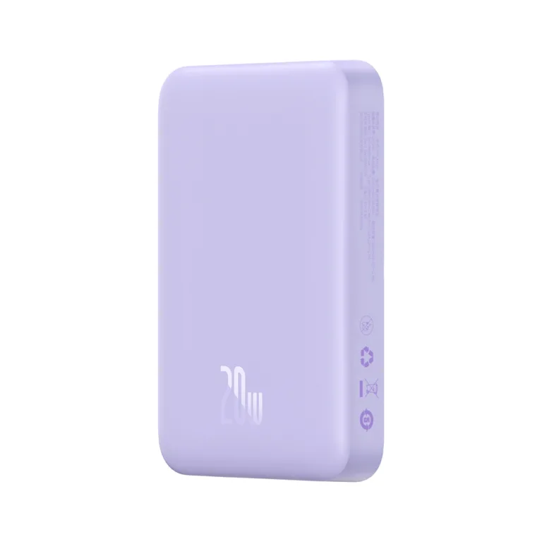 Baseus Magnetic Mini induktív powerbank 10 000 mAh 20 W – lila + USB-C – USB-C kábel