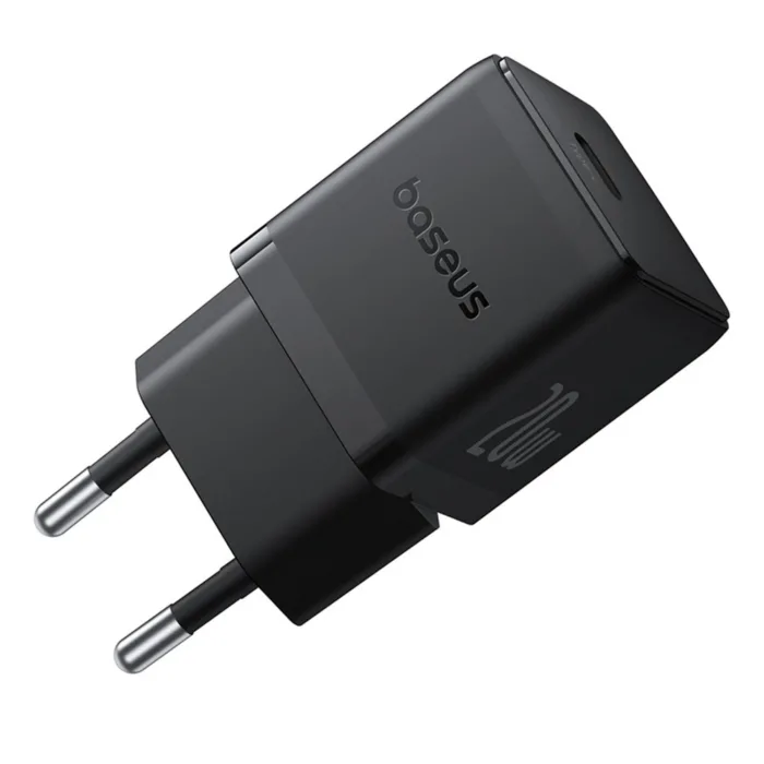Baseus Palm 1C 20W hálózati töltő + Baseus Mini fehér USB-C 60W (20V / 3A) 1m kábel – fekete