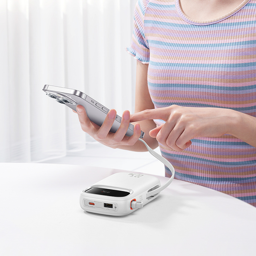 Baseus-Qpow2-powerbank-20000mAh-22.5W-kijelzos-dupla-beepitett-kabellel-Baseus-Simple-USB-C-3A-kabel-0.3m-–-feher-11