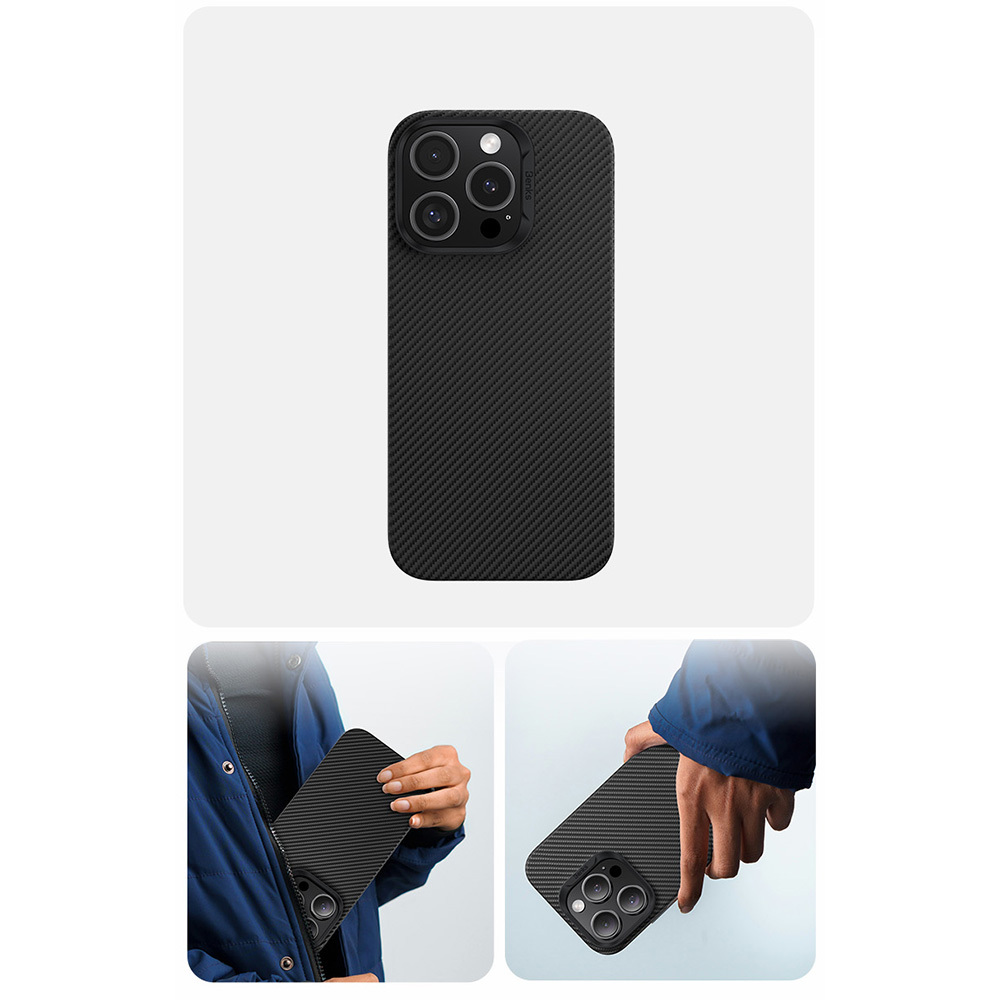 Benks-Magnetic-Armor-Air-Kevlar-PC-Frame-600D-telefontok-iPhone-16-Pro-–-fekete-6