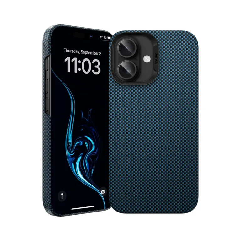 Benks Magnetic Armor Tint Kevlar 1000D telefontok iPhone 16 Plus – kék