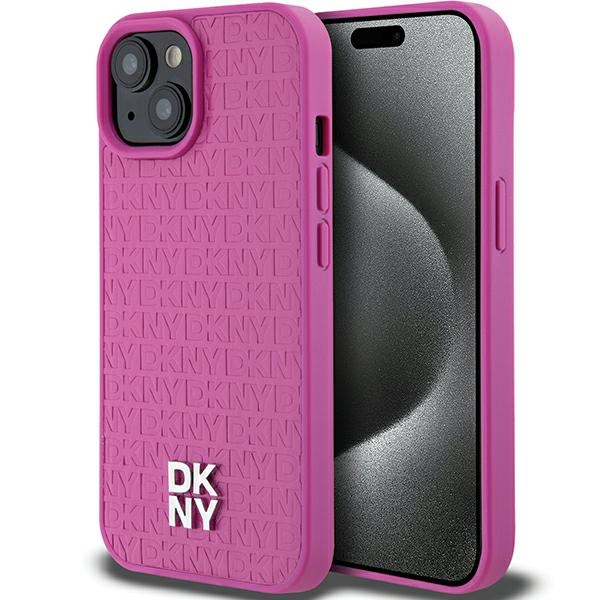DKNY Leather Pattern Metal Logo MagSafe telefontok rózsaszín - iPhone 15