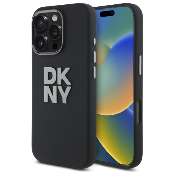 DKNY Liquid Silicone Metal Logo telefontok fekete - iPhone 16 Pro Max