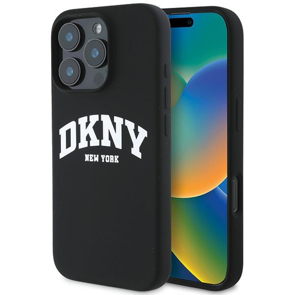 DKNY Silicone White Printed Logo MagSafe telefontok fekete|fehér - iPhone 16 Pro