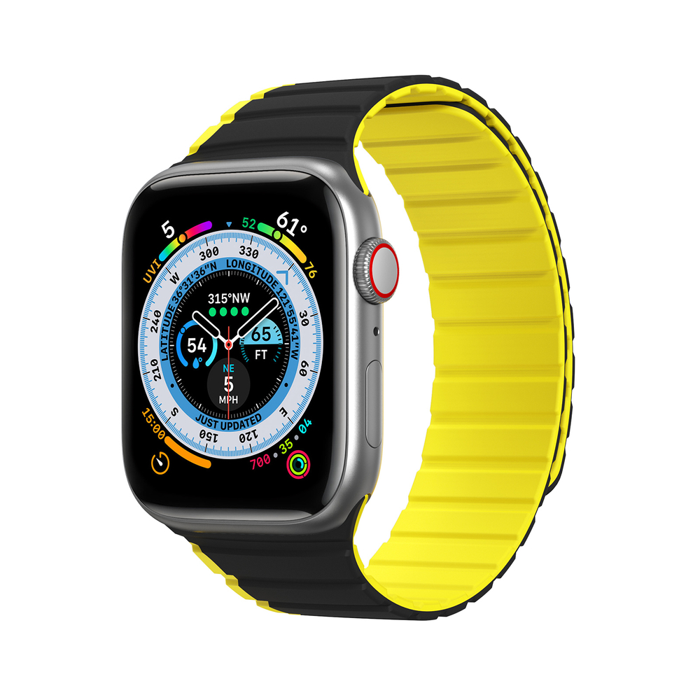 Dux Ducis LD mágneses szíj – Apple Watch 1–SE (38/40/41 mm) – fekete/sárga