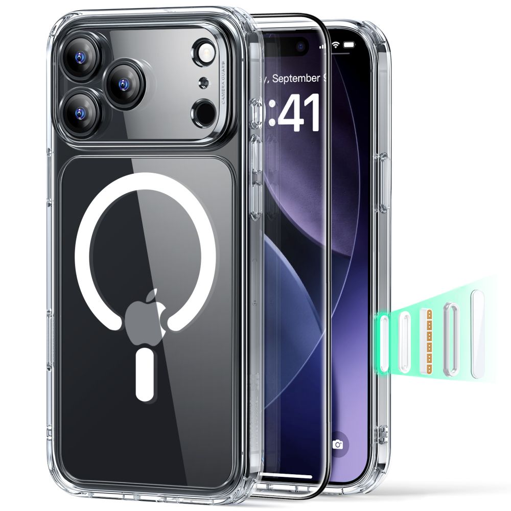 ESR Classic Hybrid MagSafe tok + edzett üveg – iPhone 17 Pro Max – átlátszó ESR Classic Hybrid MagSafe tok + edzett üveg – iPhone 17 Pro Max – átlátszó