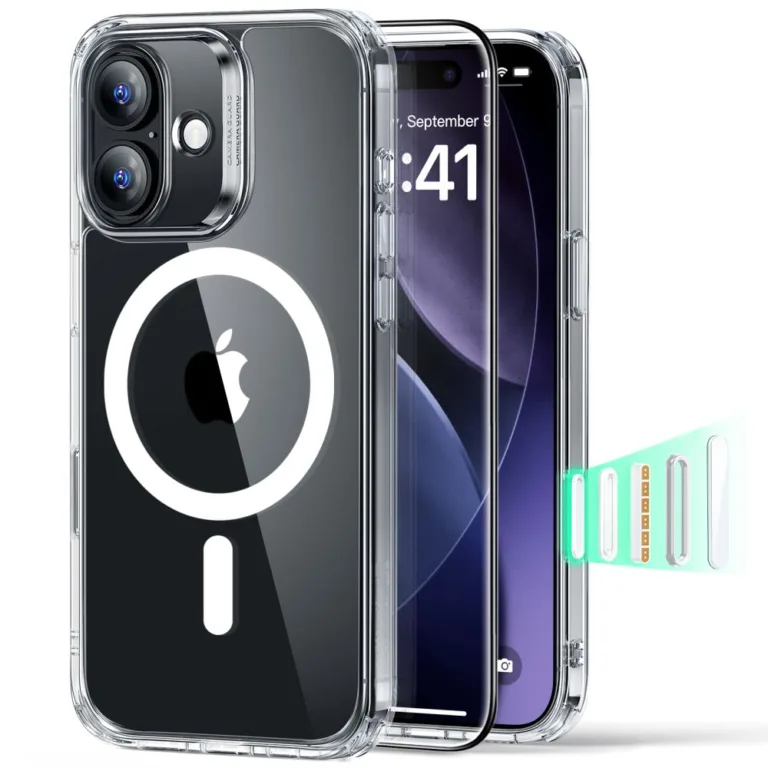 ESR Classic Hybrid MagSafe tok + edzett üveg – iPhone 17 – átlátszó