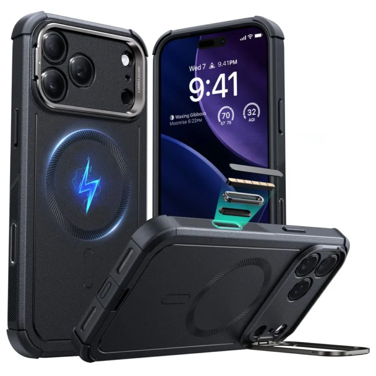 ESR Cyber Kickstand MagSafe telefontok fekete - iPhone 17 Pro