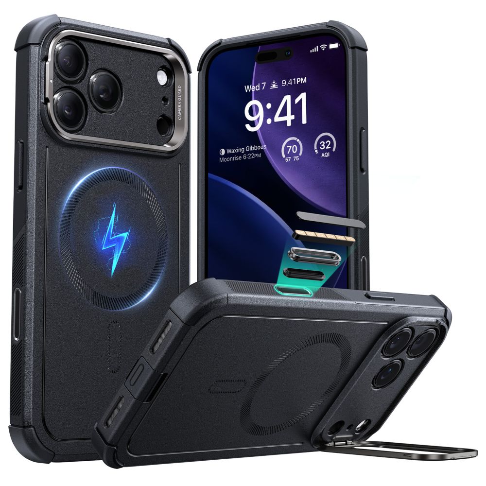 ESR Cyber Kickstand MagSafe telefontok fekete - iPhone 17 Pro ESR Cyber Kickstand MagSafe telefontok fekete - iPhone 17 Pro