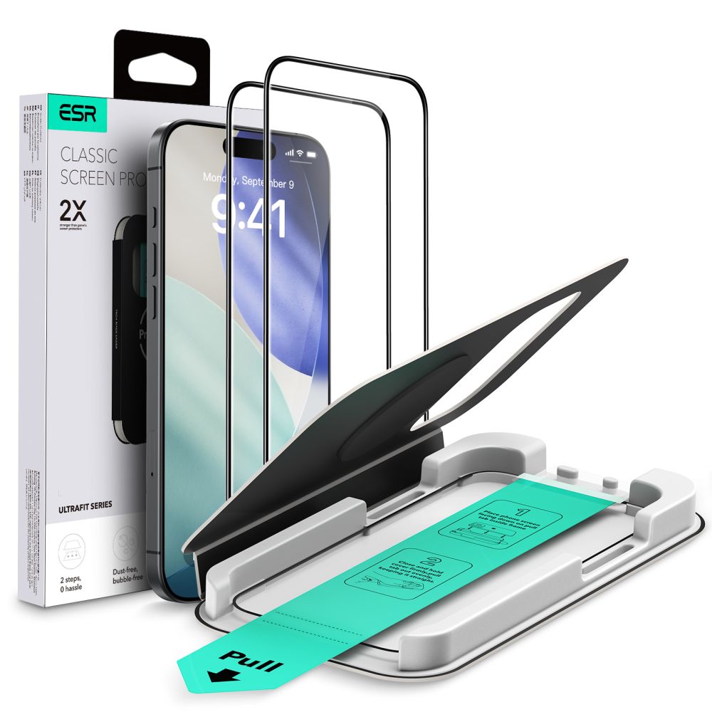 ESR UltraFit edzett üveg szett (2 db) – iPhone 17 Pro – átlátszó ESR UltraFit edzett üveg szett (2 db) – iPhone 17 Pro – átlátszó