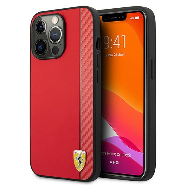 Ferrari On Track Carbon Stripe telefontok piros - iPhone 13 Pro Max