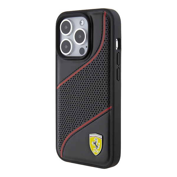Ferrari-Perforated-Waves-Metal-Logo-telefontok-fekete-iPhone-15-Pro-1