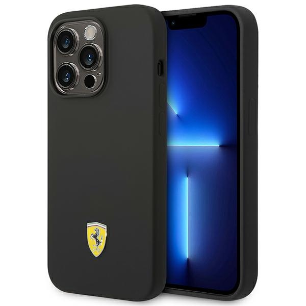 Ferrari Silicone Metal Logo telefontok fekete - iPhone 14 Pro
