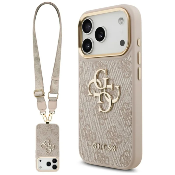 Guess 4G Big 4G Classic Logo Big Strap Metal Buttons tok iPhone 17 Pro – rózsaszín