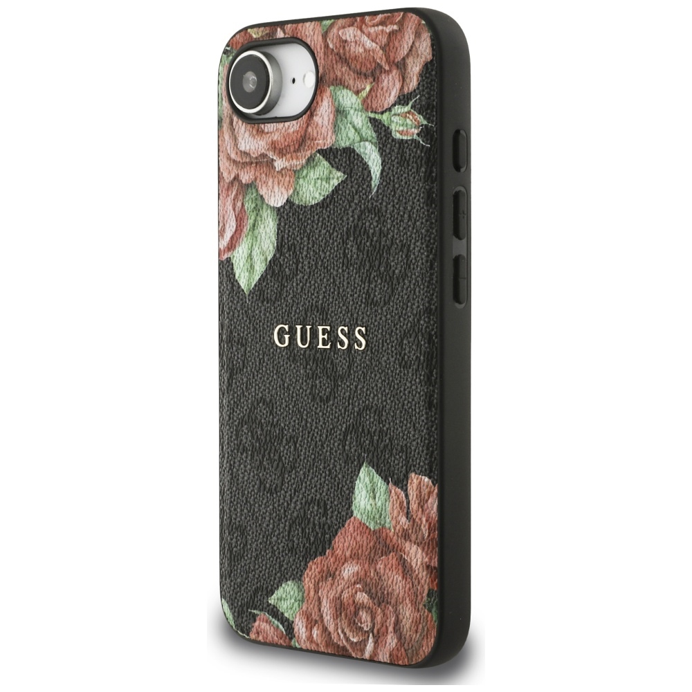 Guess-4G-Flowers-Print-MagSafe-telefontok-fekete-iPhone-16e-1