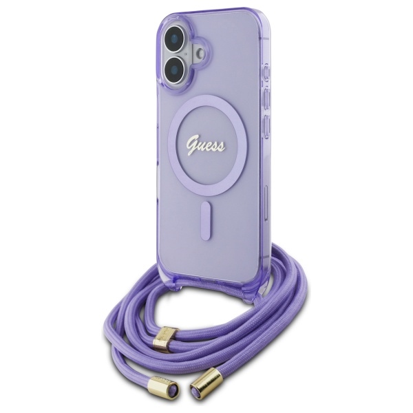 Guess Crossbody Cord Script MagSafe telefontok viola - iPhone 16