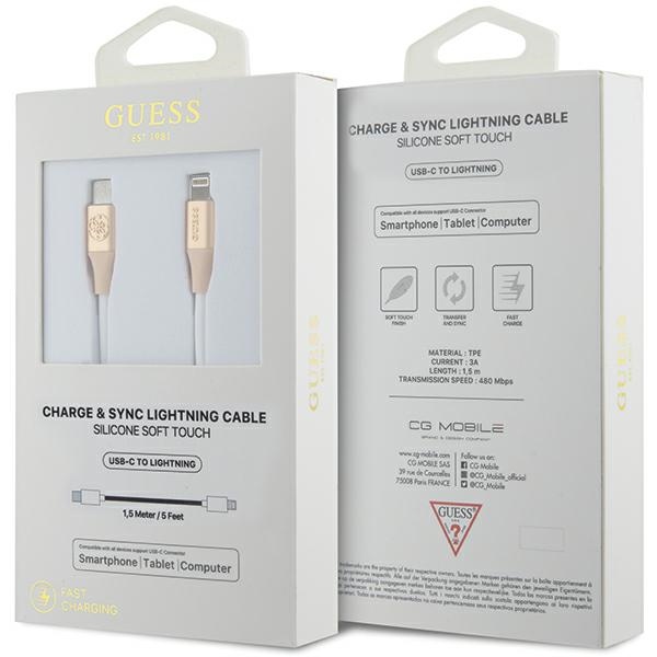 Guess-Embossed-Logo-USB-C-Lightning-kabel-1.5-m-gyorstoltes-–-arany-1