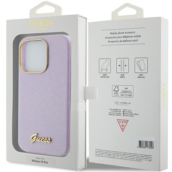 Guess-Glitter-Glossy-Script-telefontok-viola-iPhone-15-Pro-7