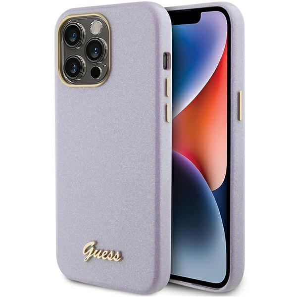 Guess Glitter Glossy Script telefontok viola - iPhone 15 Pro