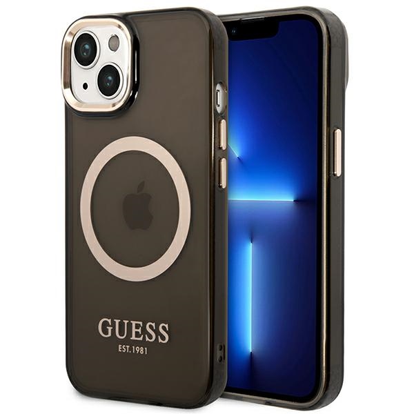 Guess Gold Outline Translucent MagSafe telefontok fekete - iPhone 14 Plus