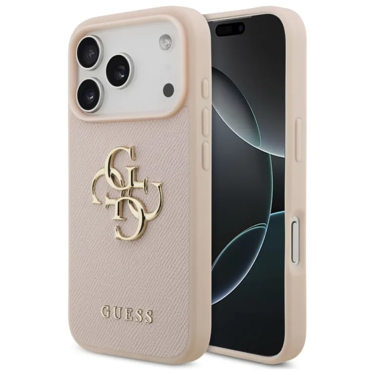 Guess Grained Big 4G & Classic Logo tok iPhone 17 Pro – rózsaszín