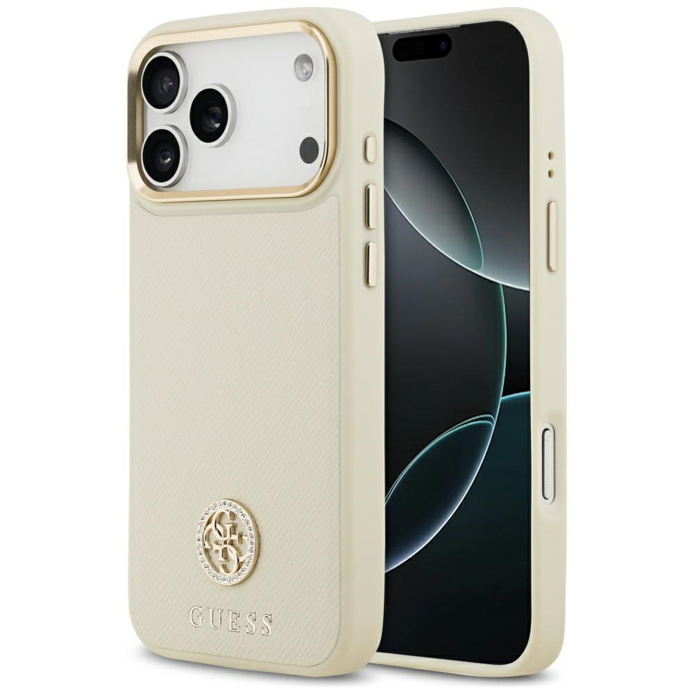 Guess Grained Strass Logo MagSafe telefontok bézs - iPhone 17 Pro Max Guess Grained Strass Logo MagSafe telefontok bézs - iPhone 17 Pro Max