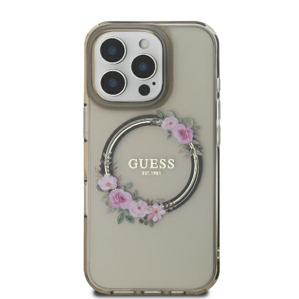 Guess-IML-Flowers-Wreatch-MagSafe-telefontok-fekete-iPhone-16-Pro-2