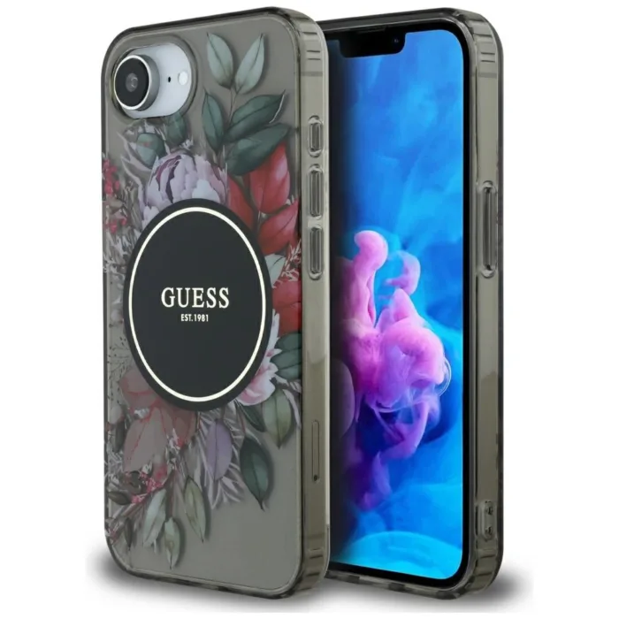 Guess IML Flowers telefontok fekete - iPhone 16e