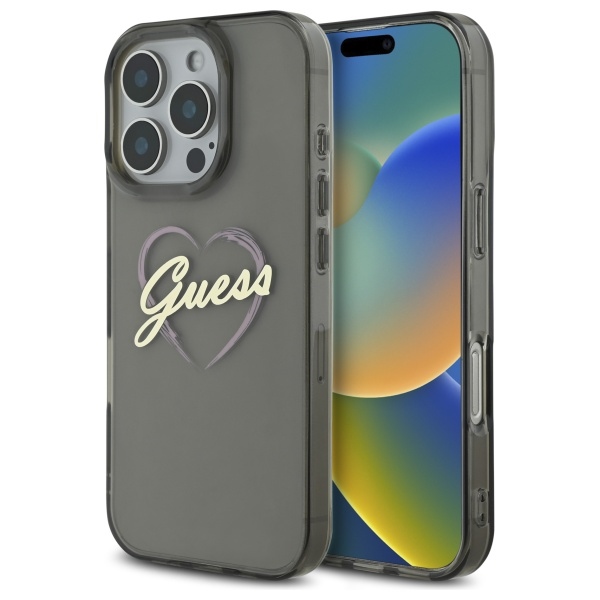 Guess IML Heart telefontok fekete - iPhone 16 Pro Max