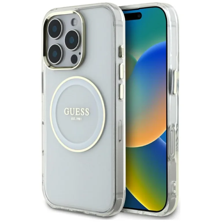 Guess IML Metal Colored MagSafe telefontok fehér - iPhone 16 Pro