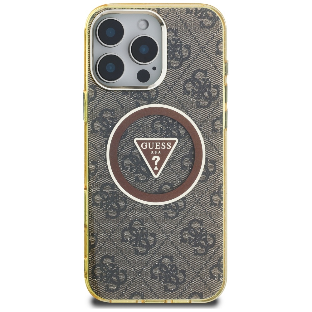 Guess-IML-Metal-Glitter-4G-Circle-Triangle-telefontok-barna-iPhone-16-Pro-Max-2