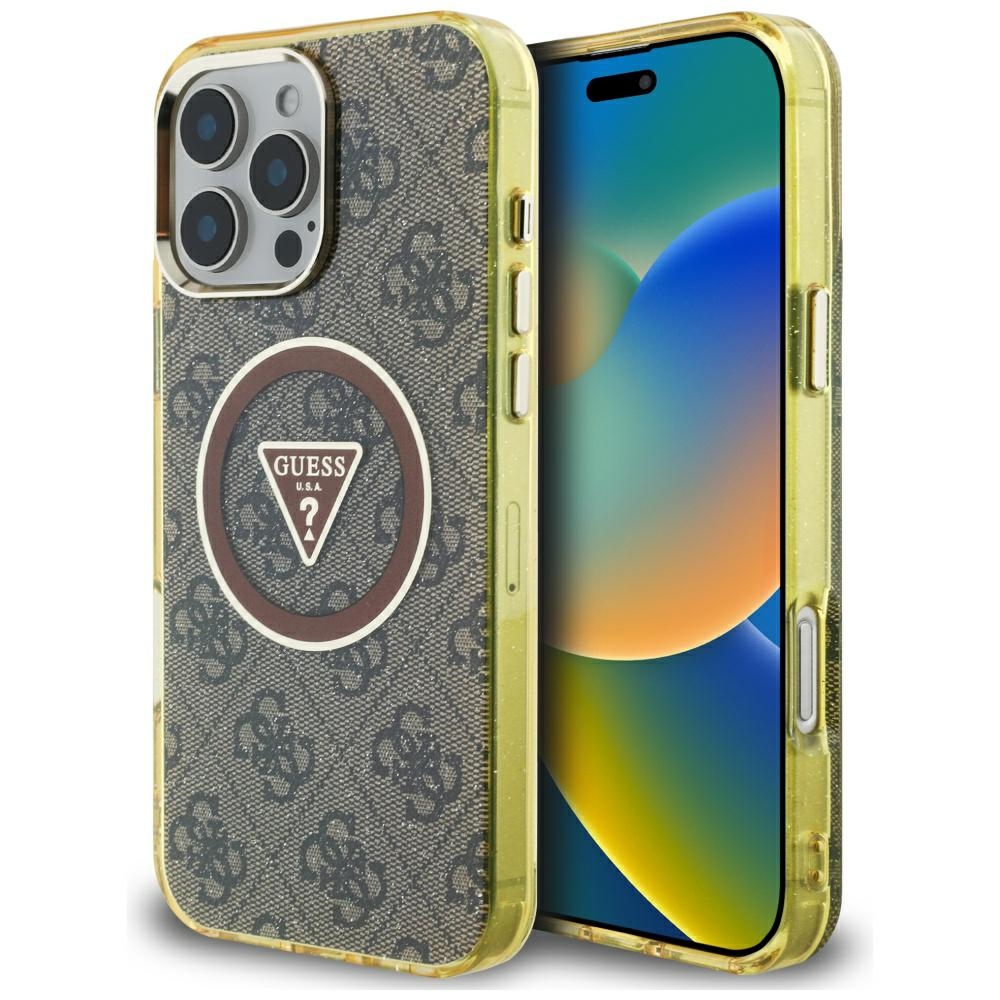 Guess IML Metal Glitter 4G Circle Triangle telefontok barna - iPhone 16 Pro Max Guess IML Metal Glitter 4G Circle Triangle telefontok barna - iPhone 16 Pro Max